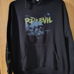 Pop Evil Skeletons Black Hoodie Size Large NWOT